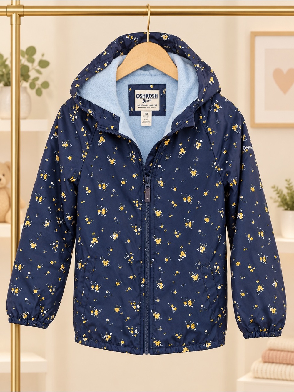 OshKosh Girls’ Floral Fleece-Lined Jacket Size 12